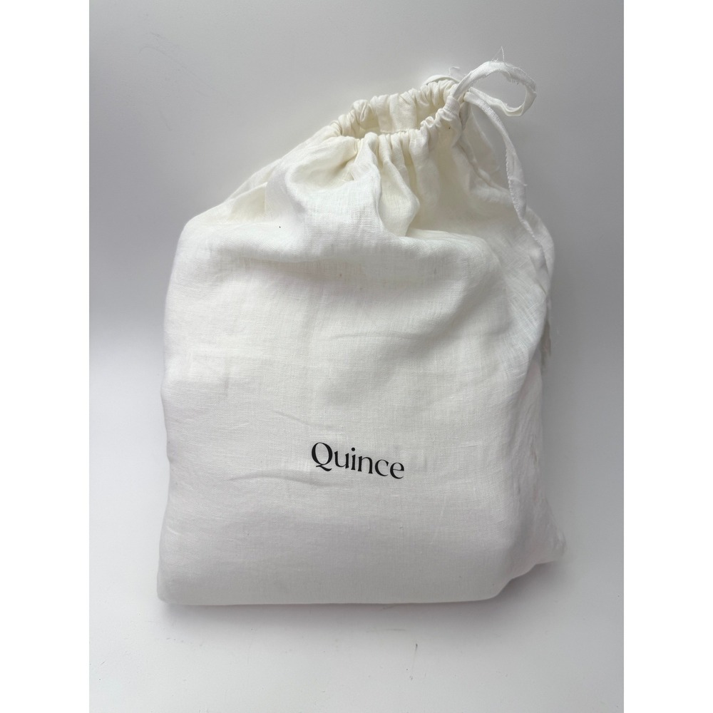Quince Linen Piped Duvet Cover Set Full Queen White Navy Blue Coastal Bedding